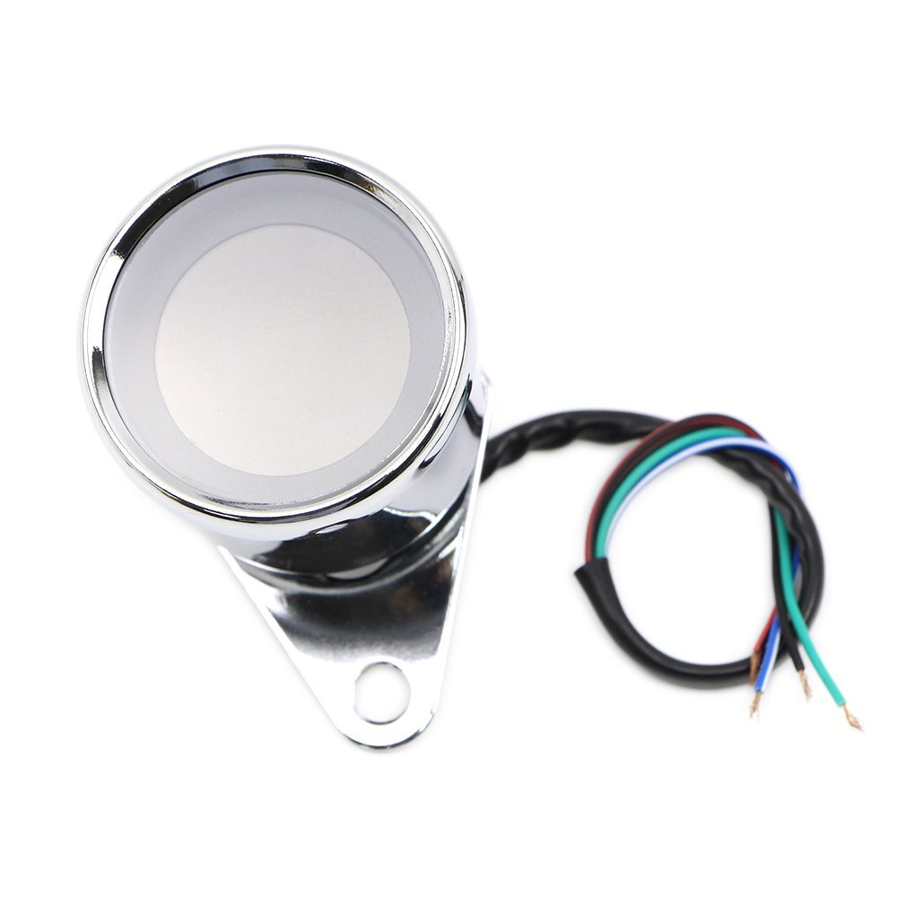 LCD Digital Motorcycle Gauge Universal Speedometer Tachometer Odometer Chrome
