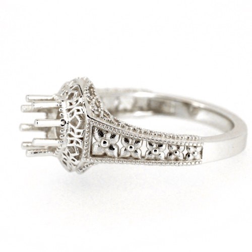 Sterling Silver Semi Mount Ring Setting Emerald OCT 16x12mm