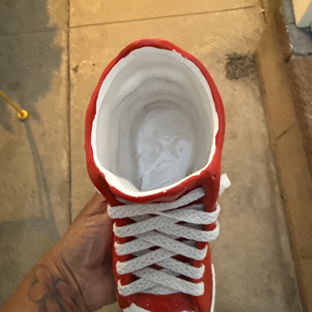 Vintage Red And White Converse Planter