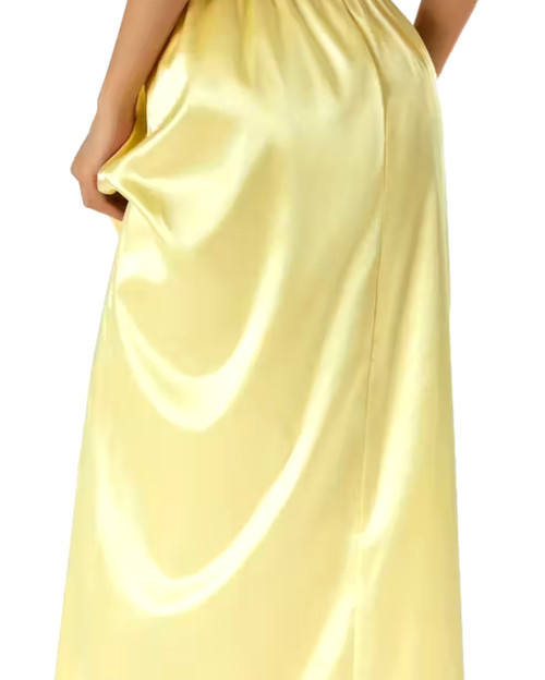 New Gorgeous Feminine Yellow Satin Lace Hem Long Half Slip Plus XL NEW