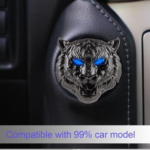 Car Push to Start Button Cover, Universal Car Engine Ignition Tiger Head Black