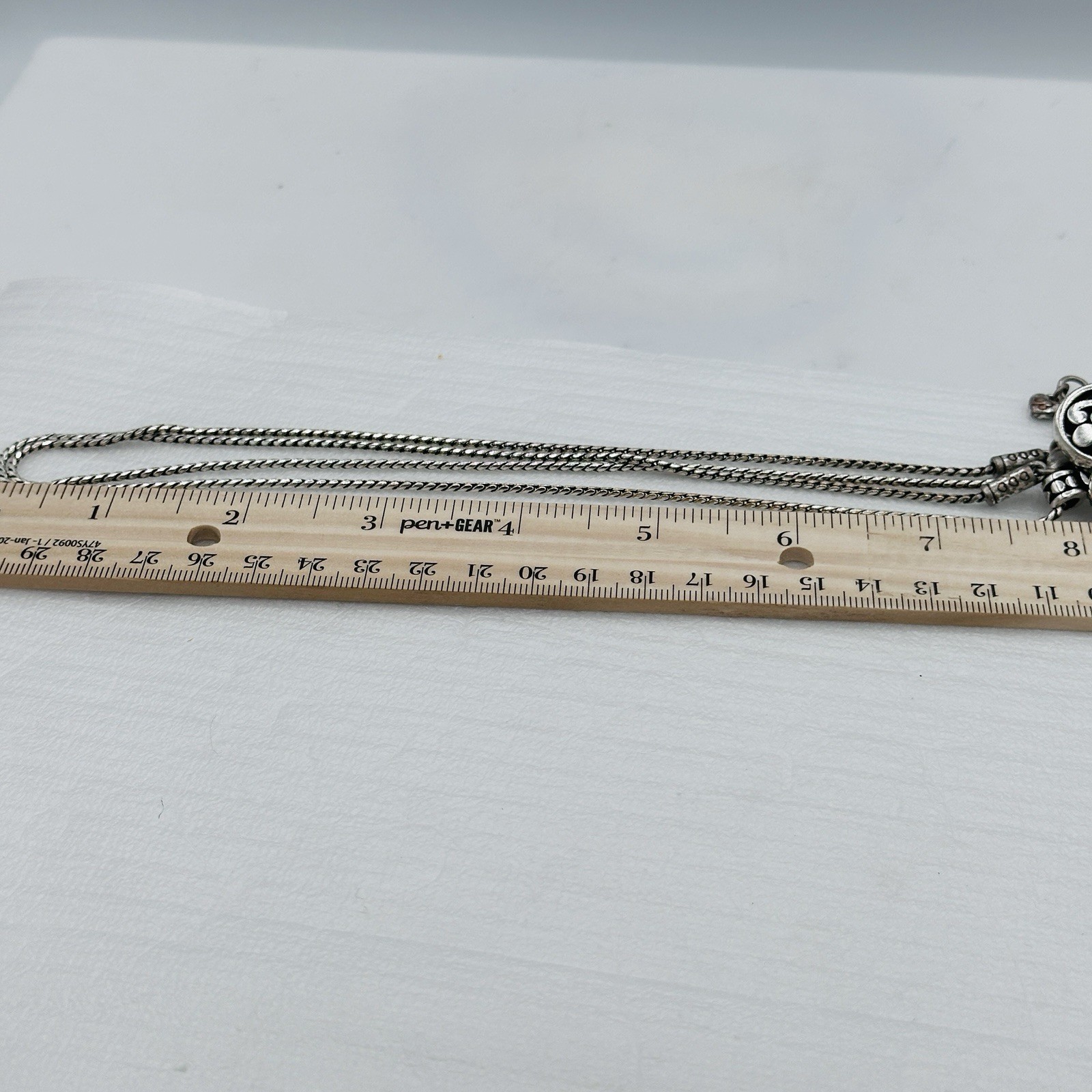 Brighton Silver Filigree Heart ID Badge Clip Lanyard Necklace Long 32"