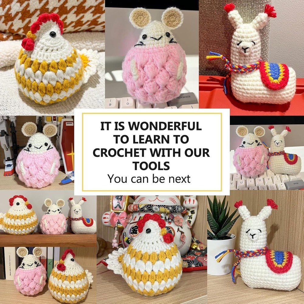 Beginner Crochet Kit with Step-by-Step Tutorials – Create Adorable Alpaca & More