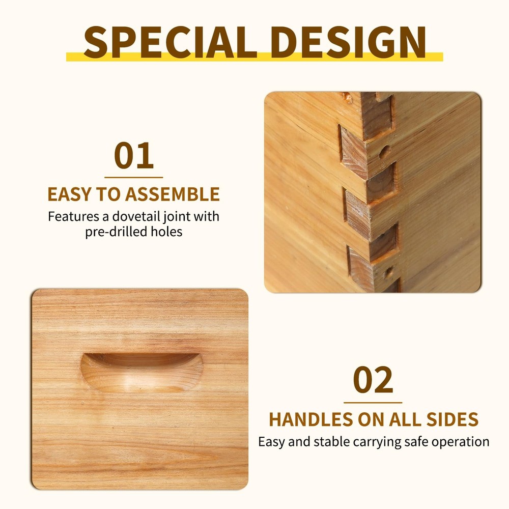 10 Frame Bee Hive Box Langstroth Medium Super Box Dipped in Beeswax, Bee Box ...