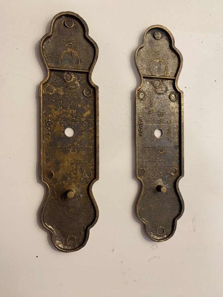 Vintage Amerock Continental Solid Brass Drawer Pull Backplates – Pair – B1052 B1