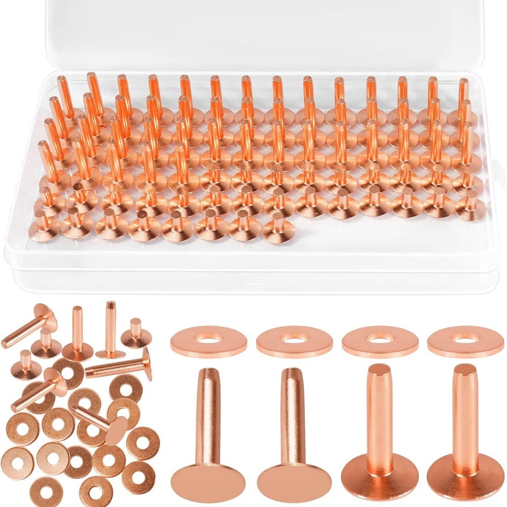 77set/pack Exquisite 2-size #9 Copper Rivets&Burrs For Leather Wide Application