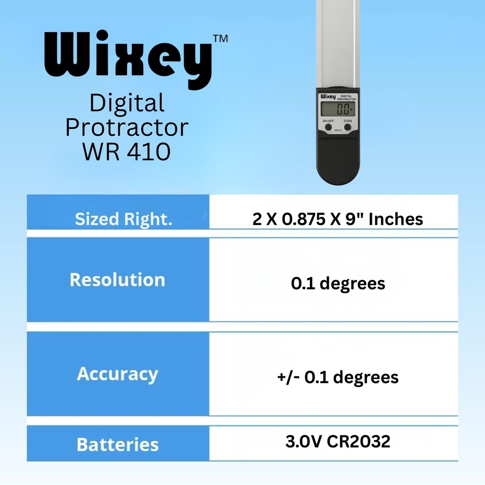 8 (203mm) Wixey Digital Protractor with Miter Function