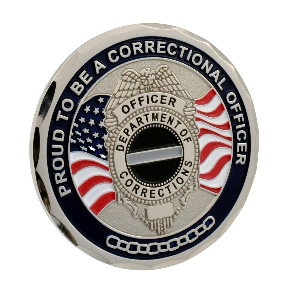 Corrections Officer Badge Challenge Coin Thin Gray Line Prisons Core Values