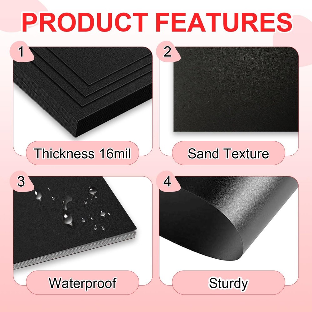 HOUYEE 100 Pack 16 Mil Poly Binding Covers,Sand Texture 16mil,100pack, Black