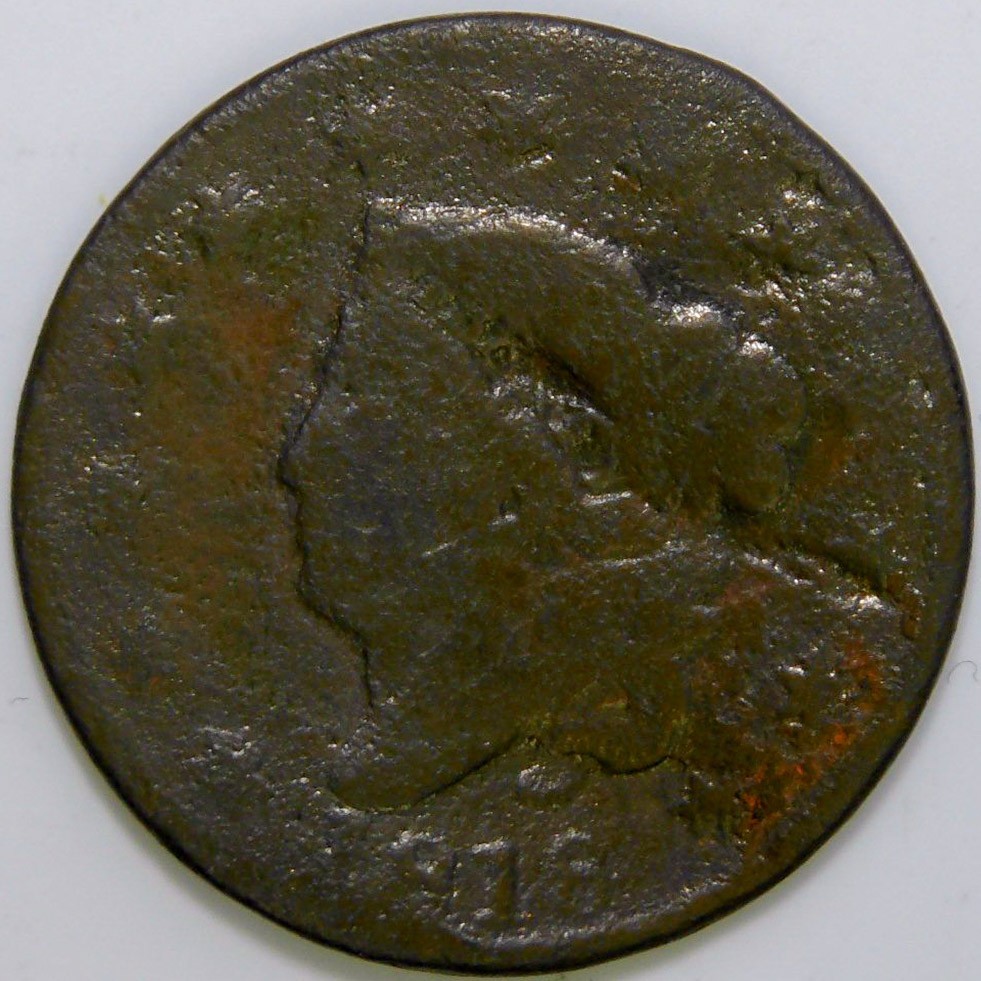 1818 Coronet Head Large Cent Bent k366