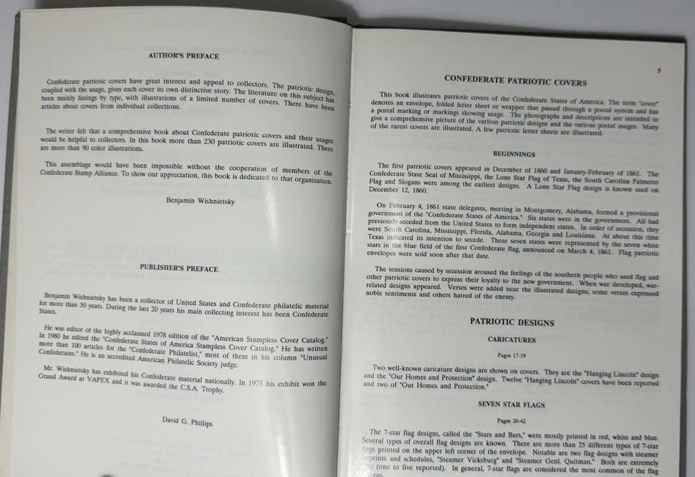 Confederate Patriotic Covers And Their Usages By Wishnietsky 1st Ed.