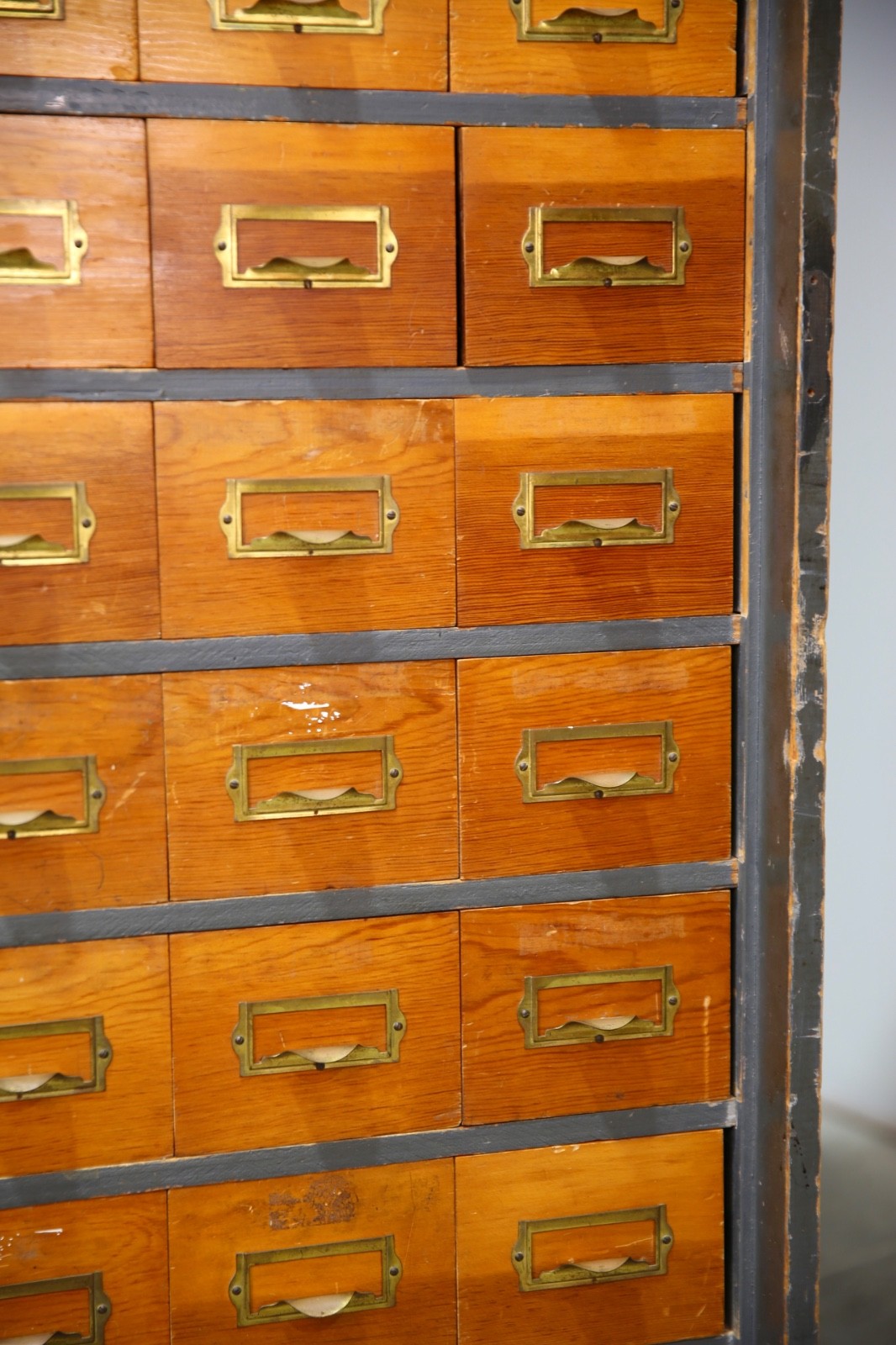 Antique Card Catalog Wood Apothecary Cabinet industrial vintage drawer cubby