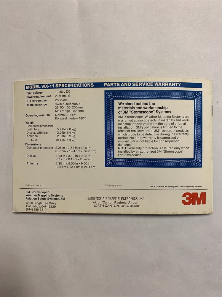 3M Stormscope Model WX-11 Owner's Manual