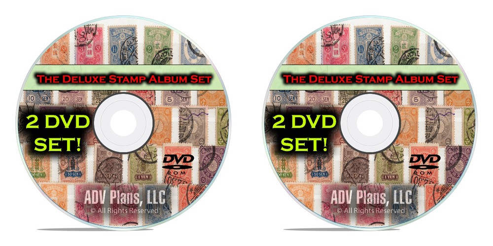 34,000 Printable Stamp Album Pages, US + World Stamps, Complete Color Set, 2 DVD