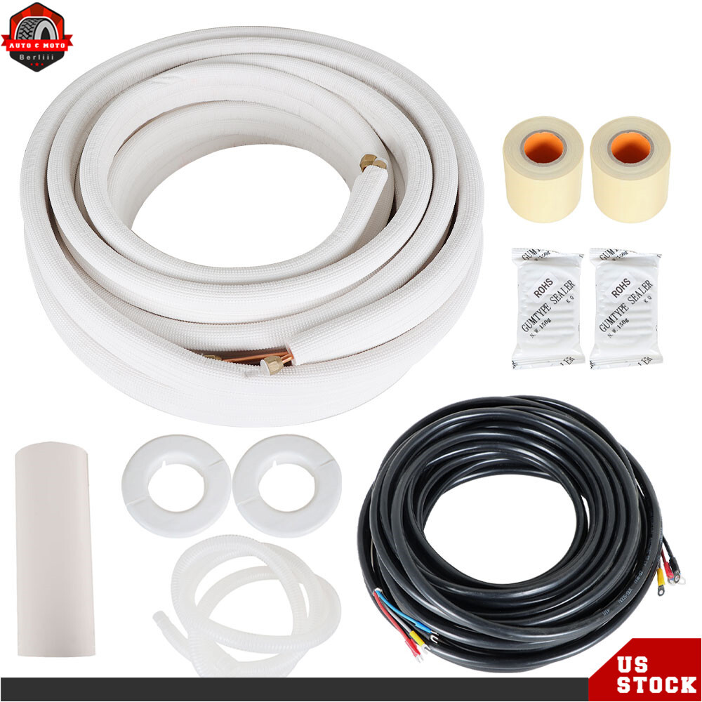 Professional 50ft Mini Split Installation Kit - 1/4" & 3/8" Copper Lineset