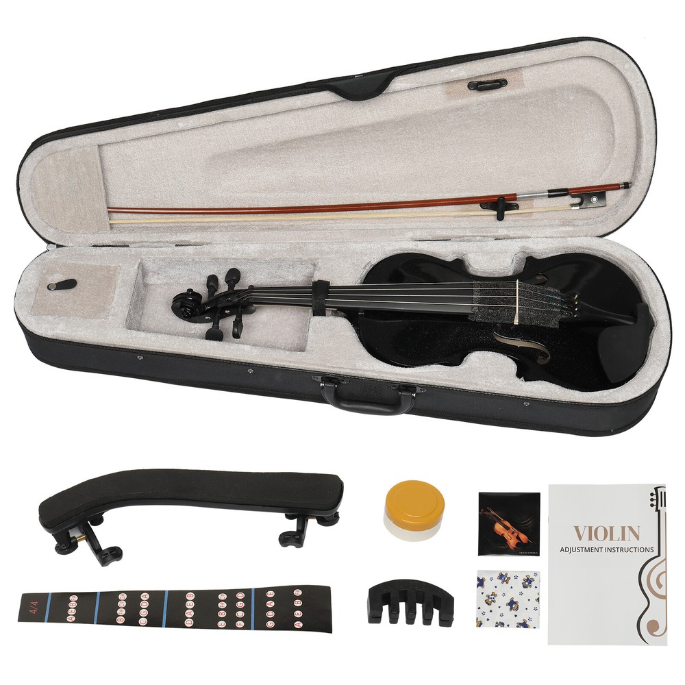4/4 Full Size Violin Set with Case Bow Shoulder Rest Rosin String Bridge Sordine