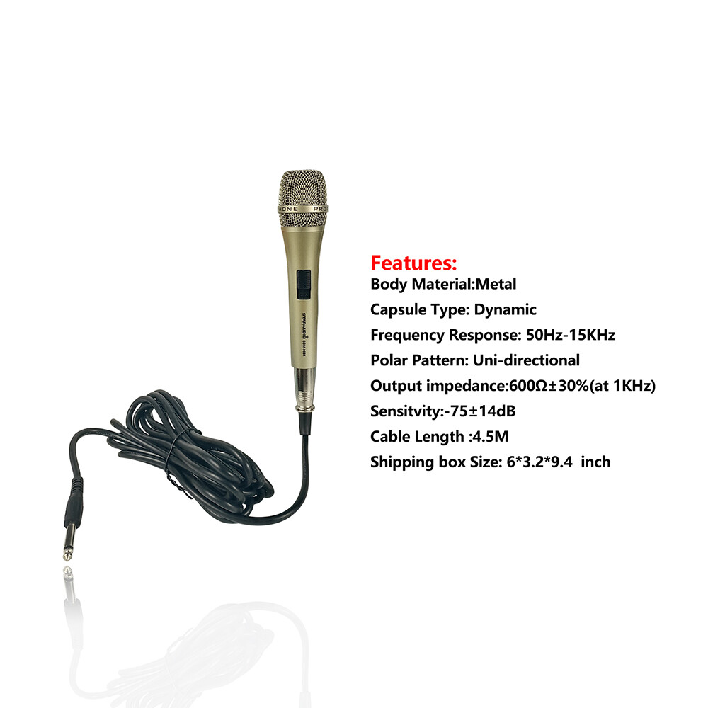 Unidirectional Wired Handheld Microphone Dynamic XLR Cable Mic for Singing Speak