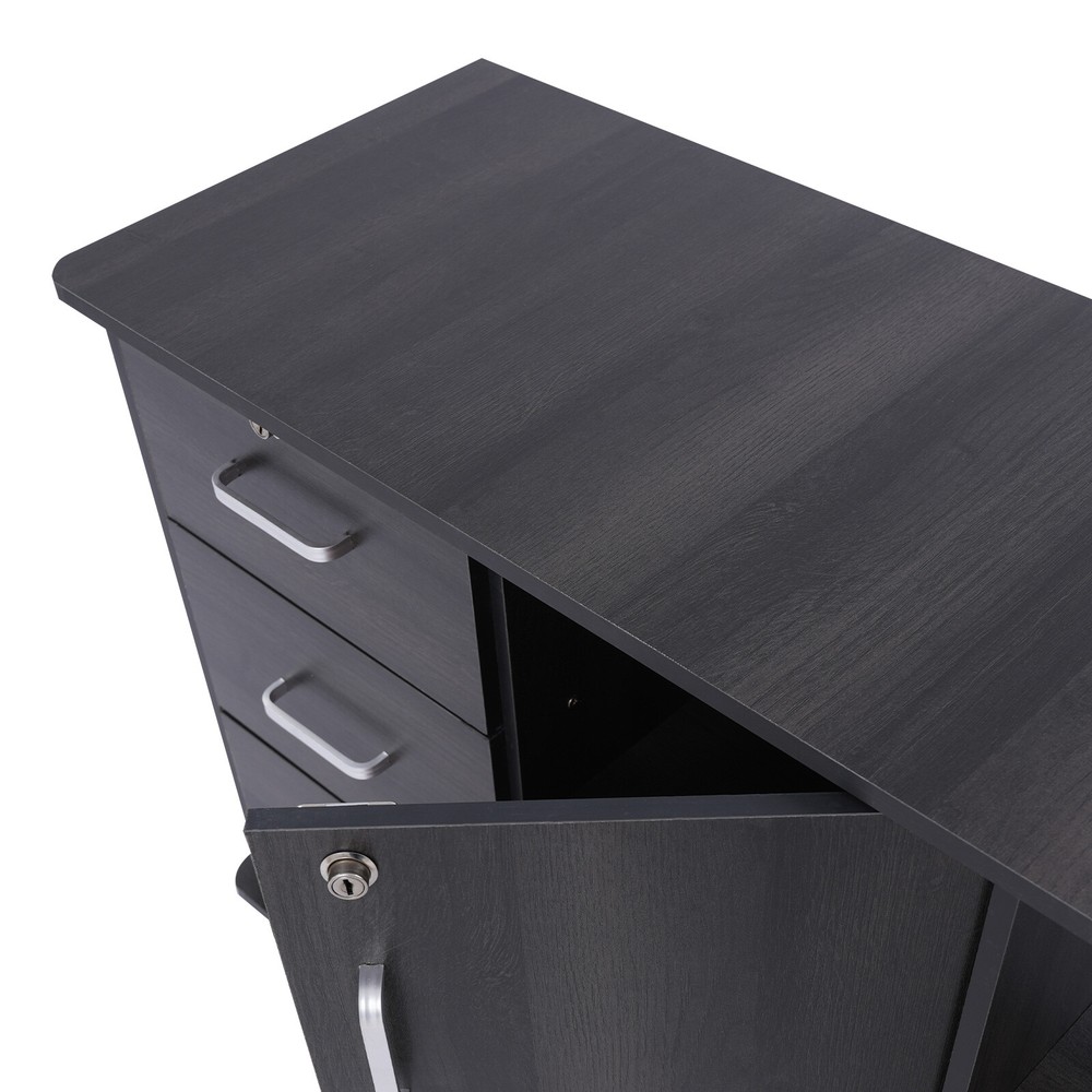 3 Drawer File Cabinet, Mobile Printer Stand, Locking Filing Cabinet, Black