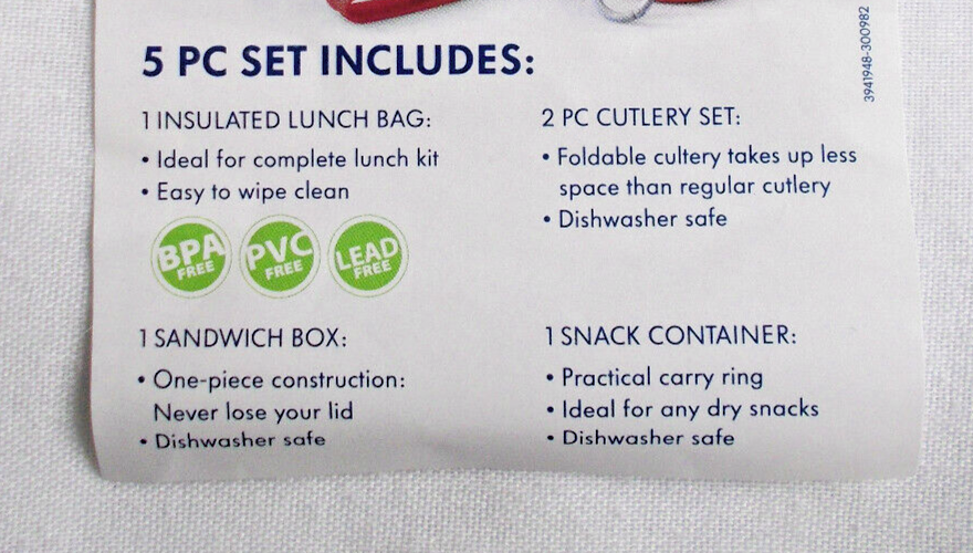 Trudeau Lunch Kit 5 Piece Set