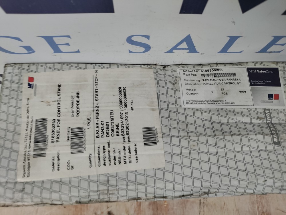MTU Elektronik 5105300363, Panel