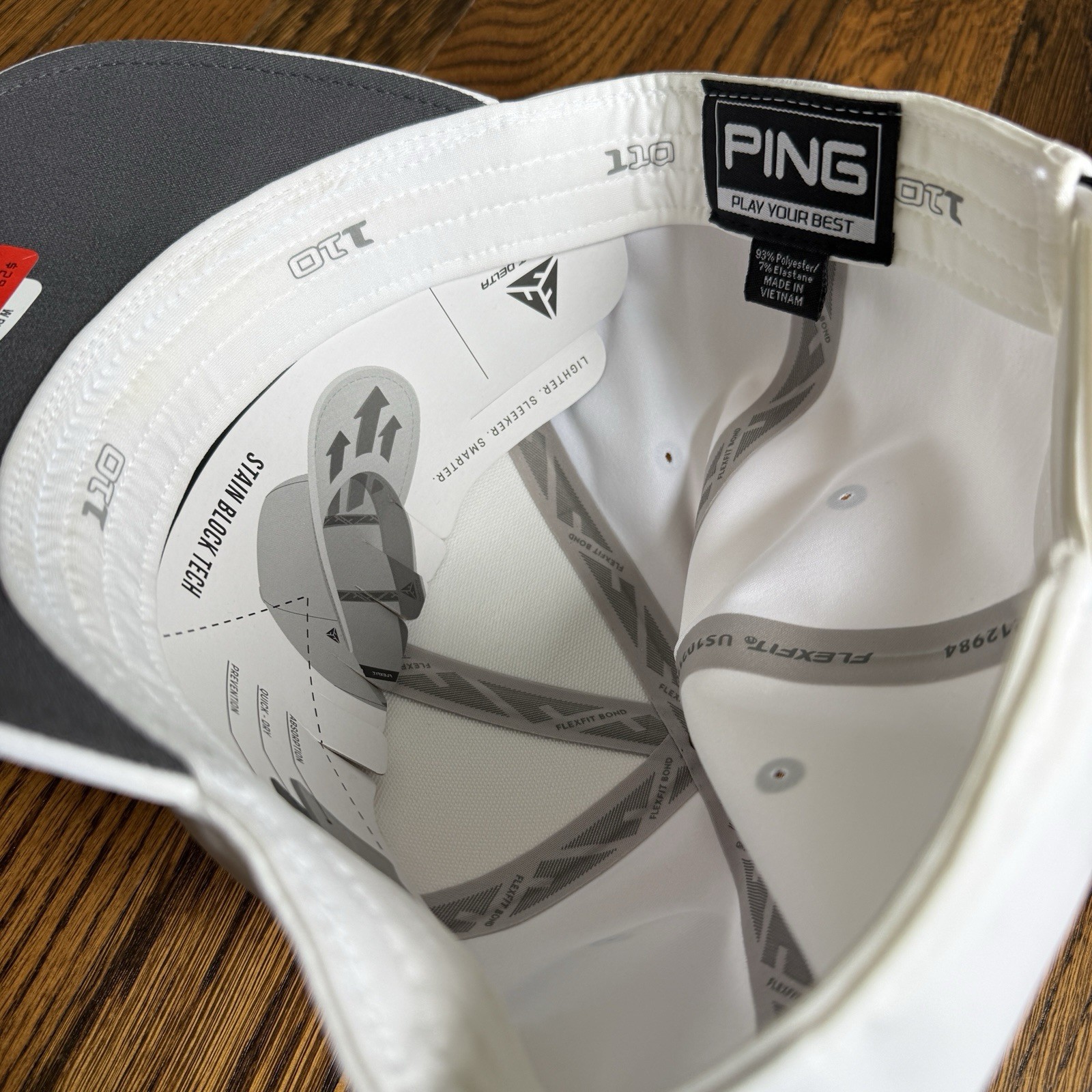 NEW Adult Ping Flex Fit Delta Golf Hat Cap White Lightweight Comfort Strap Back