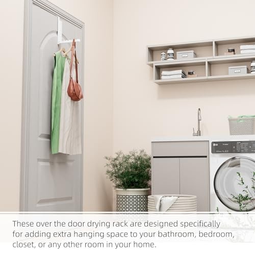 Over Door Folding Clothes Drying Rack & Coat Hanger - Compact, Portable 2 Pack