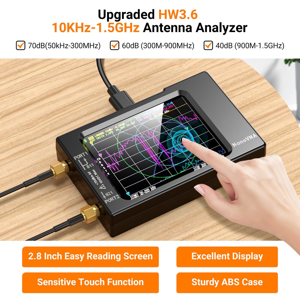 NanoVNA-H Vector Network Analyzer 10KHz -1.5GHz HF UHF VHF Antenna Analyzer