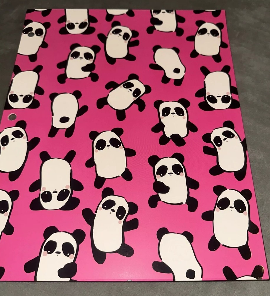 2 Cute Pink Panda Folders by Eccolo - NEW. Paper Folder W/pockets. 3 Ring Binder