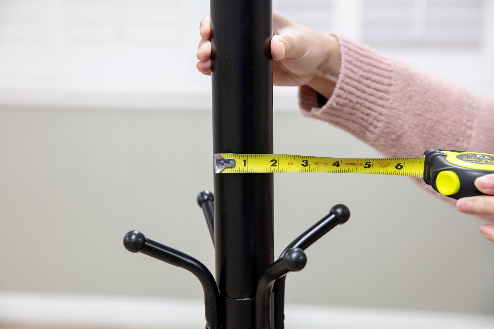 73-Inch Black Metal Coat Rack with 12 Hooks for Home Entryway Storage