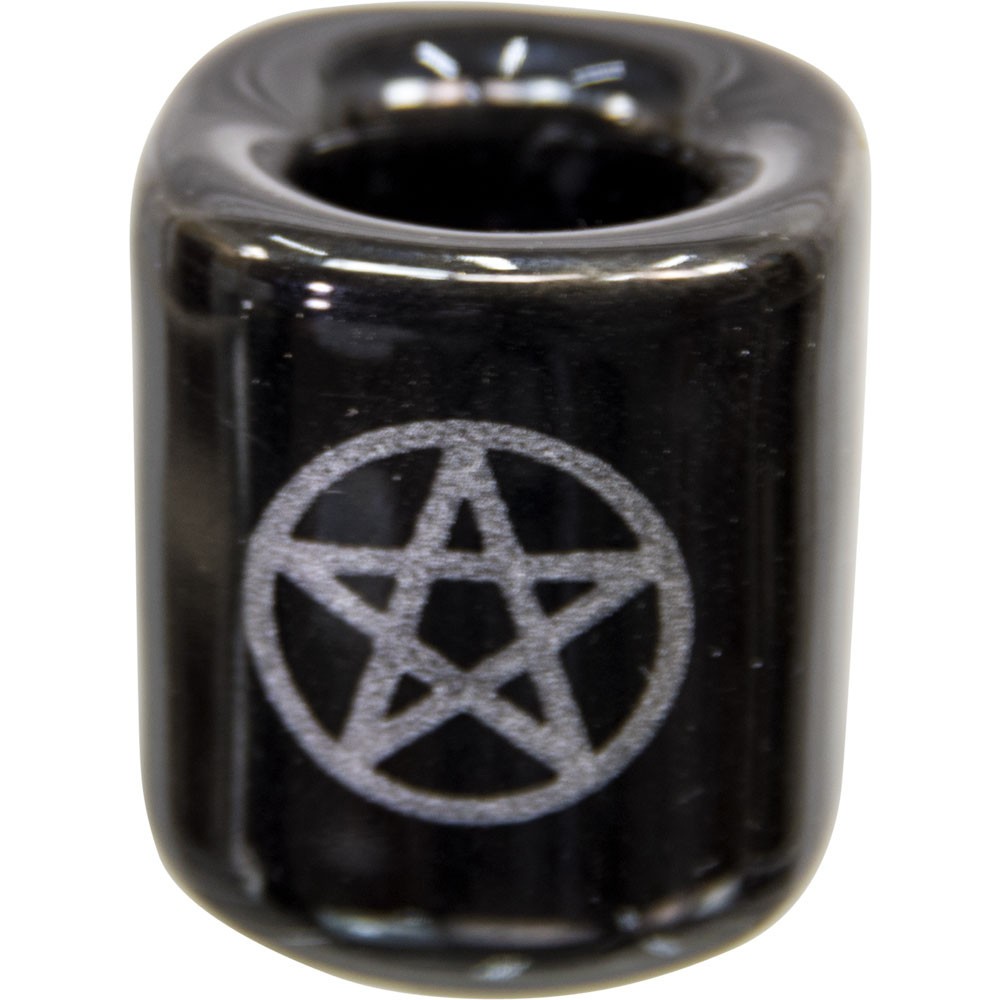 Black Chime (Mini Taper) Candle Holder with Silver Pentacle!