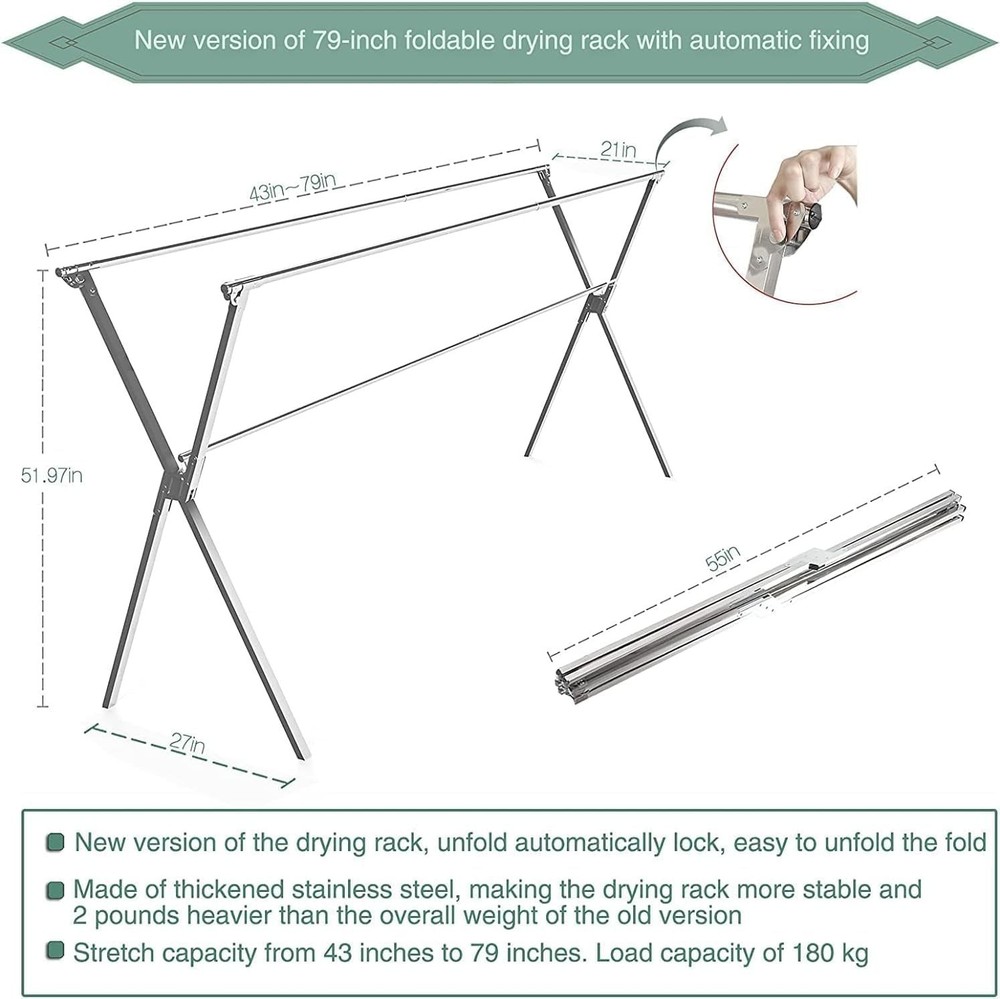 Clothes Drying Rack Updated Version Stainless Steel Laundry