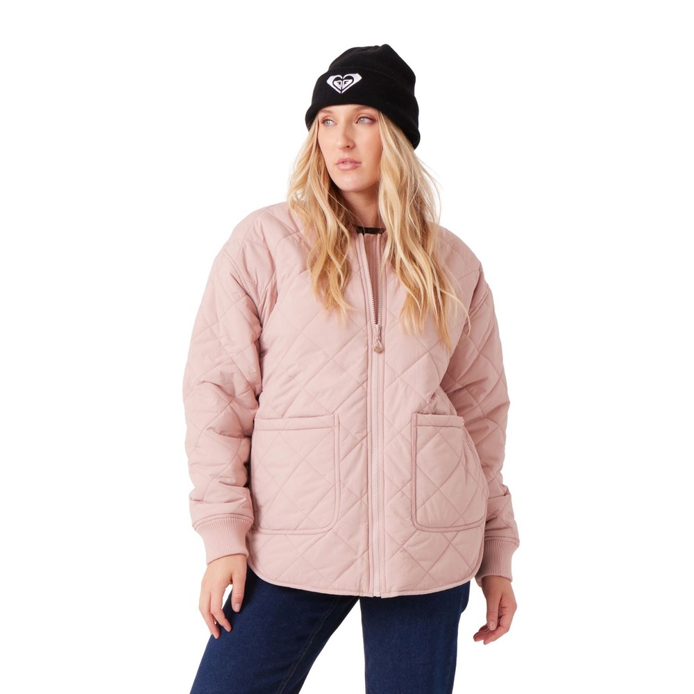 Roxy Aurora Quilted Bomber Women's Winter Jacket, Adobe Rose, Small