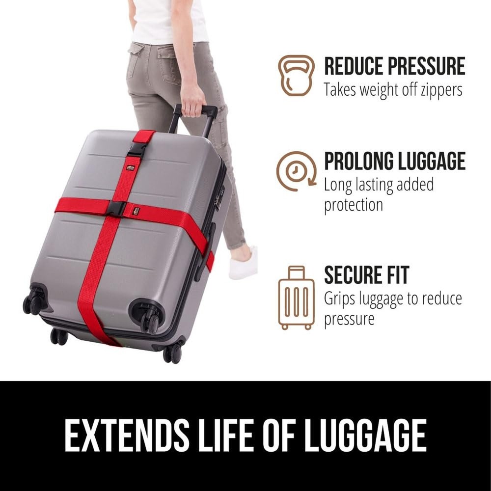 Gorilla Grip Heavy Duty 2 Pack Adjustable Luggage Straps for Suitcases, Easy ...