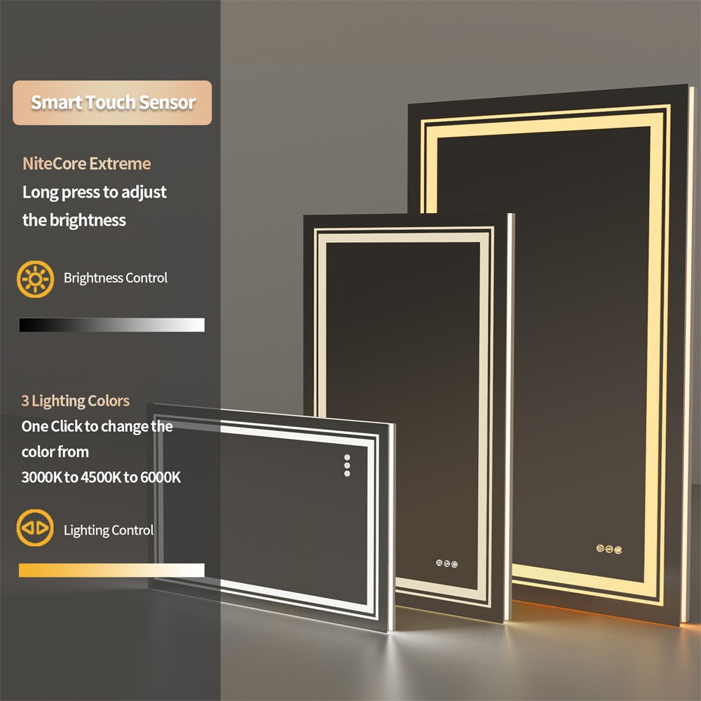 Modern Eye-protection LED Bathroom Mirror Wall Mounted Dimmable Makeup Mirror