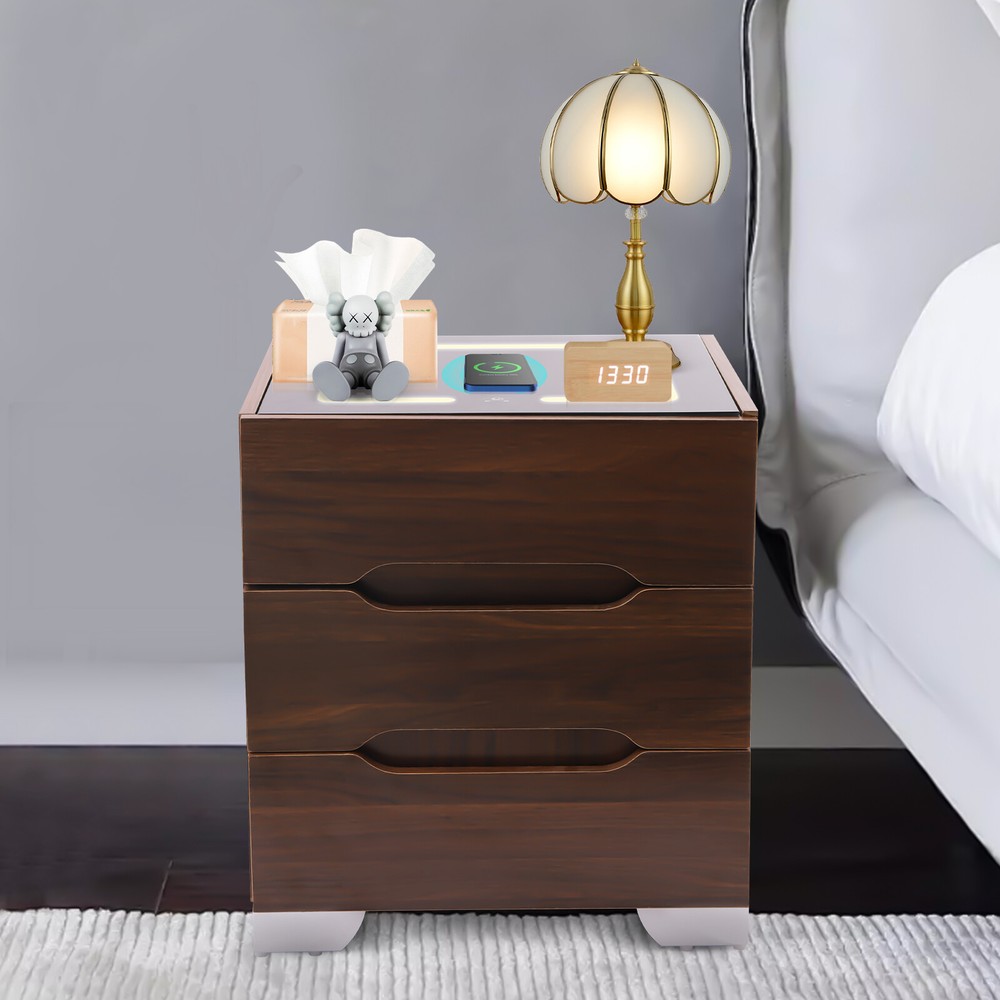 1x Modern Nightstand Table End Side Bedside Table Bedroom With 3 Drawers