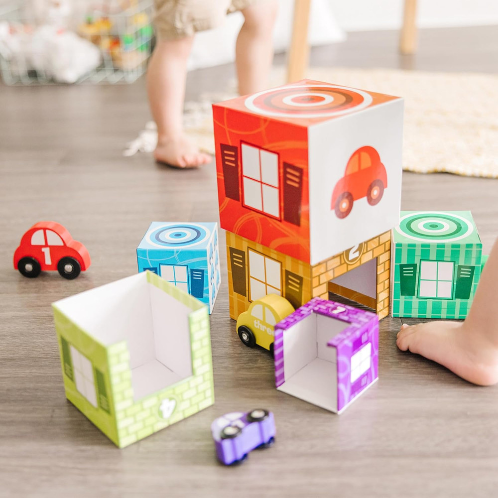 Nesting and Sorting Garages and Cars with 7 Graduated Garages and 7 Stackable...