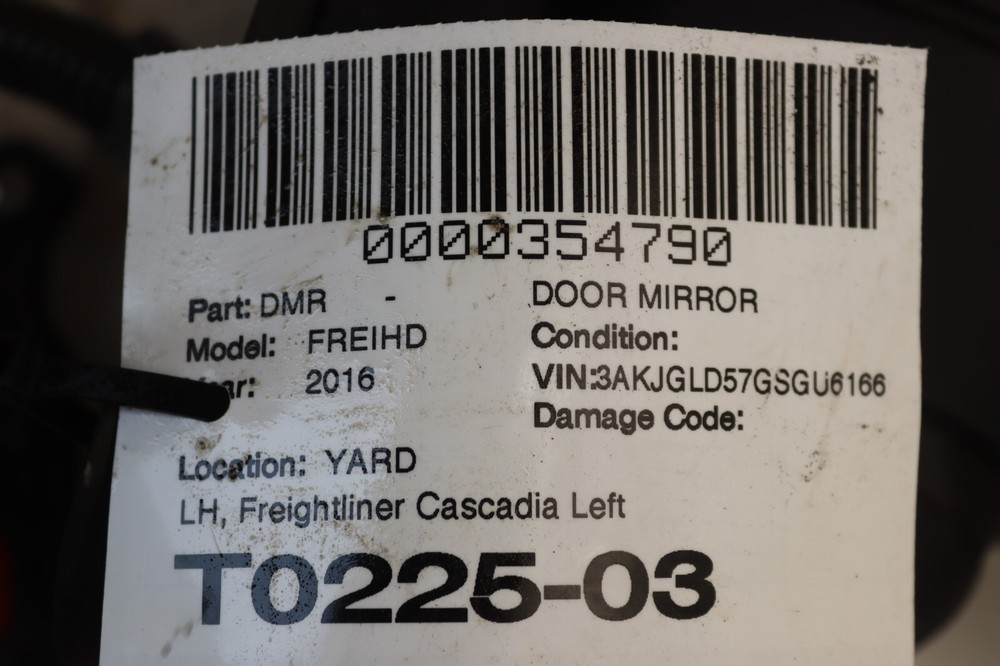13-17 FREIGHTLINER CASCADIA EVOLUTION 125 LEFT DRIVER SIDE DOOR MIRROR OEM