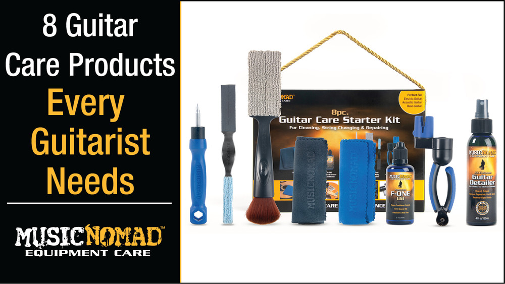 Guitar Care Starter Kit - 8 Piece Cleaning, Repair & String Changing Tools, Gift
