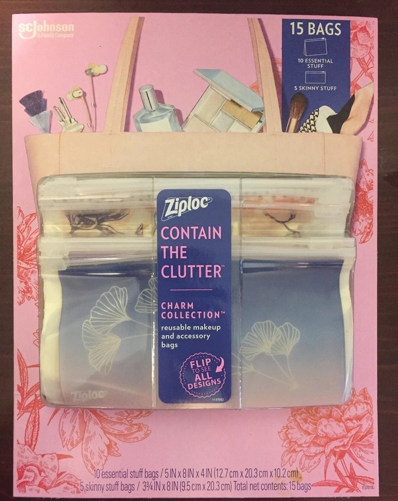 Ziploc Contain the Clutter Reusable Plastic Storage Organizer Bags, 15 Pack