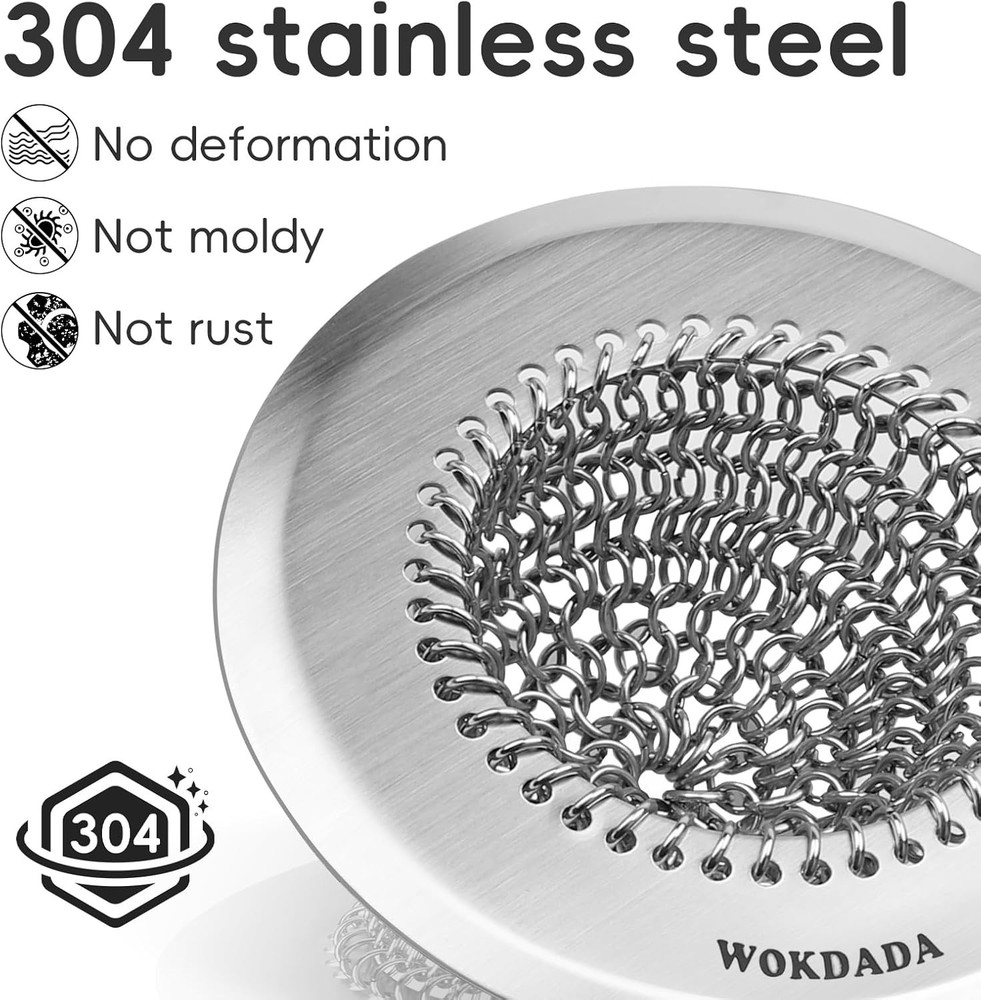 Kitchen Sink Drain Strainer, Flippable Mesh Sink Strainer, Wokdada 304 Stainless