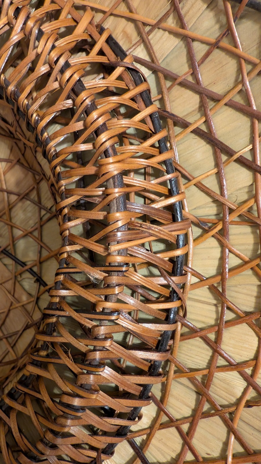 Vintage Filipino Salakot Woven Rattan and Coconut Fiber Sun Hat 15” Diameter