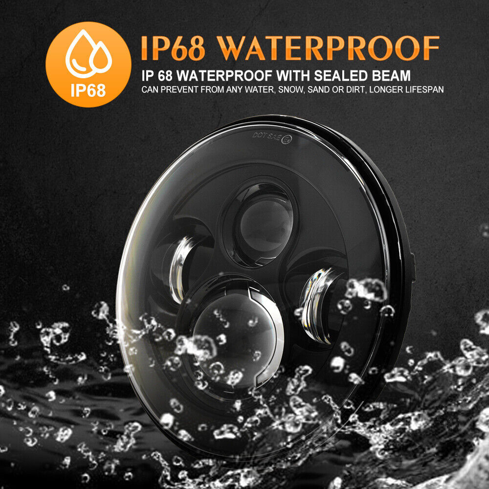 7" inch LED Headlight Hi Lo + Bracket Mounting Ring For Harley Street Glide FLHX