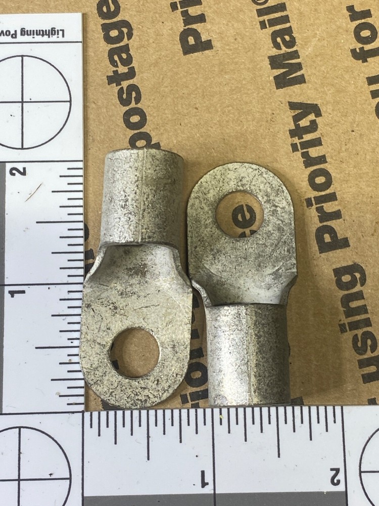 10 Ring Crimp Terminals (Size:1/2"wire X 3/8" stud) HD Tinned Solid Copper AMP