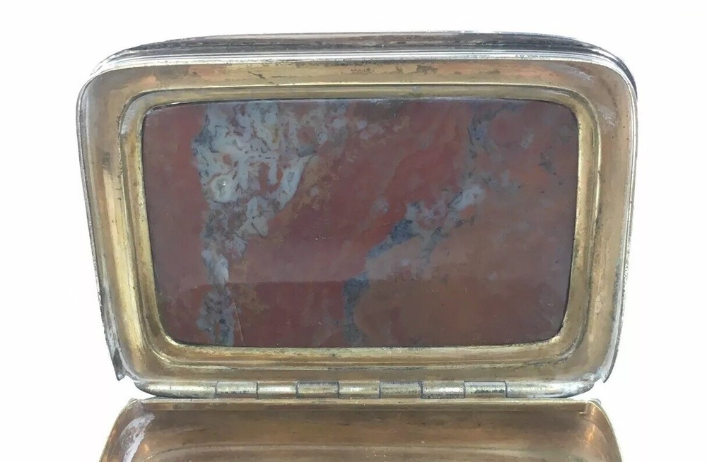 Fine Antique Georgian Solid Silver (Tested) Mounted Agate Table Snuff Box 126g
