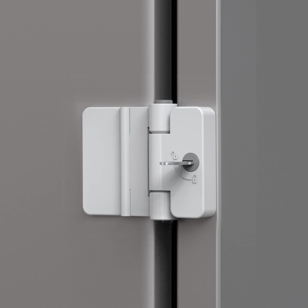 1 Pack Refrigerator Door Locks Double Button Adhesive Fridge Lock with 1