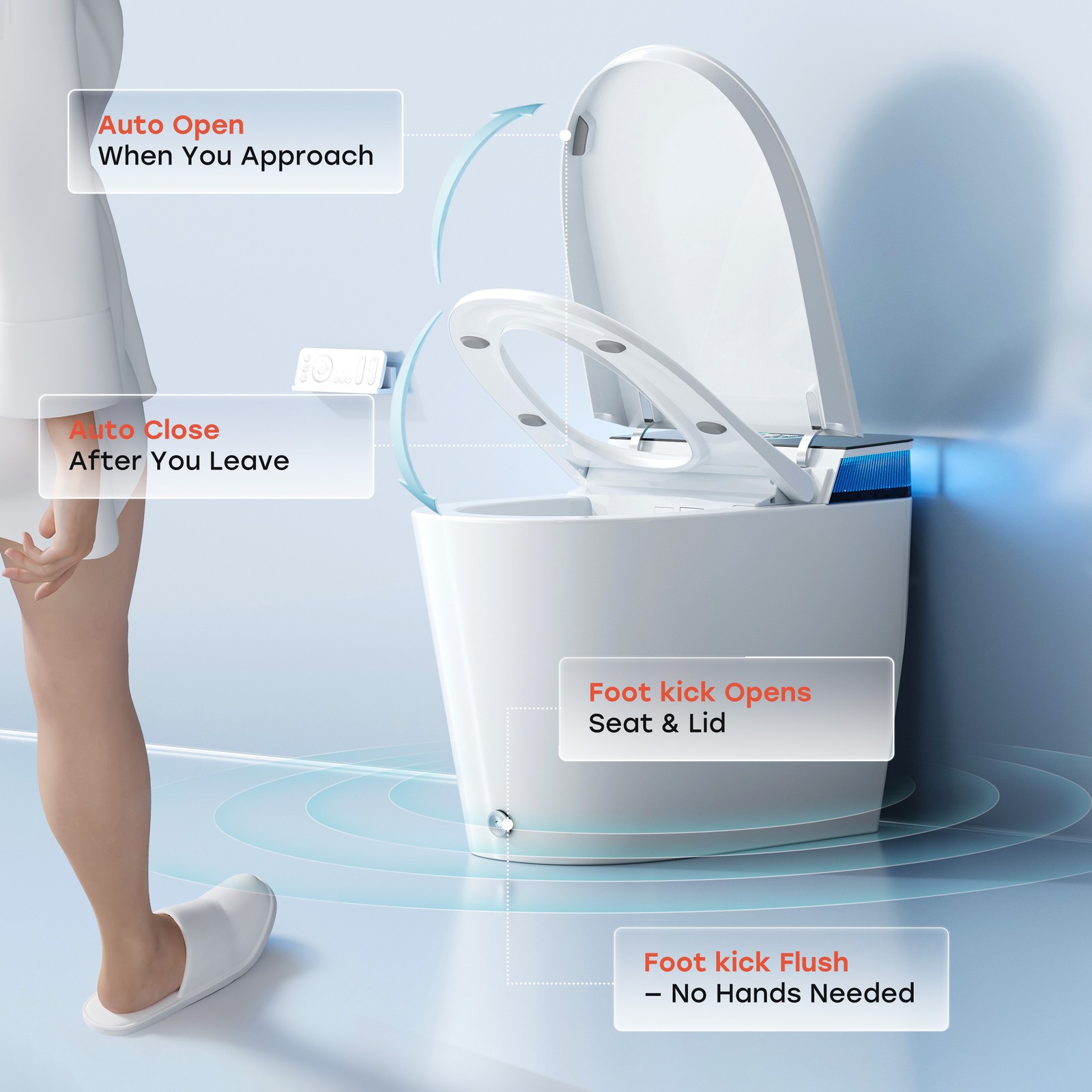 HOROW T38P Smart Toilet with bidet Flush Tank ADA Auto Open Lid 12'' Rough In