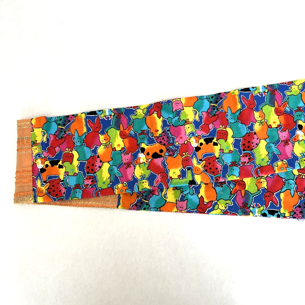 Handmade Scarf Multicolored Patchwork Pattern Animals Print