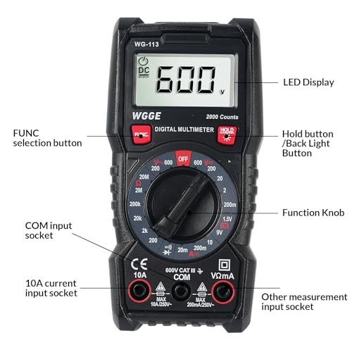 Digital Multimeter with Case, DC AC Voltmeter, Ohm Volt Amp Test Meter and