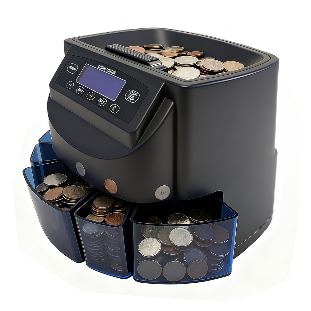 USD Coin Counter Machine, Professional Coin Sorter and Wrapper Roller Machine