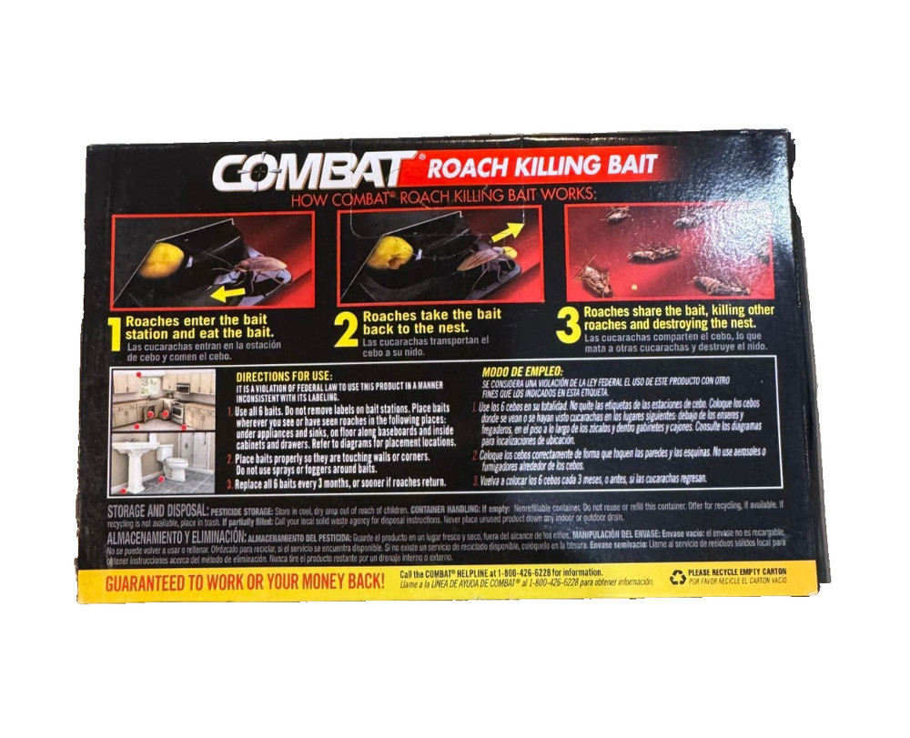 Combat Roach Killing Bait Stations for Small and Large Roaches, 6 Count...